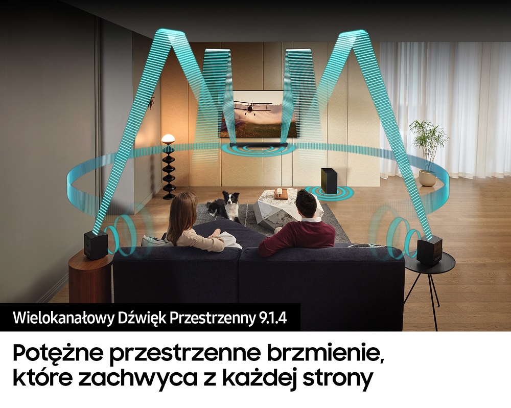 Soundbar Samsung HW-Q800D/EN czarny wizualizacja działania dźwięku przestrzennego